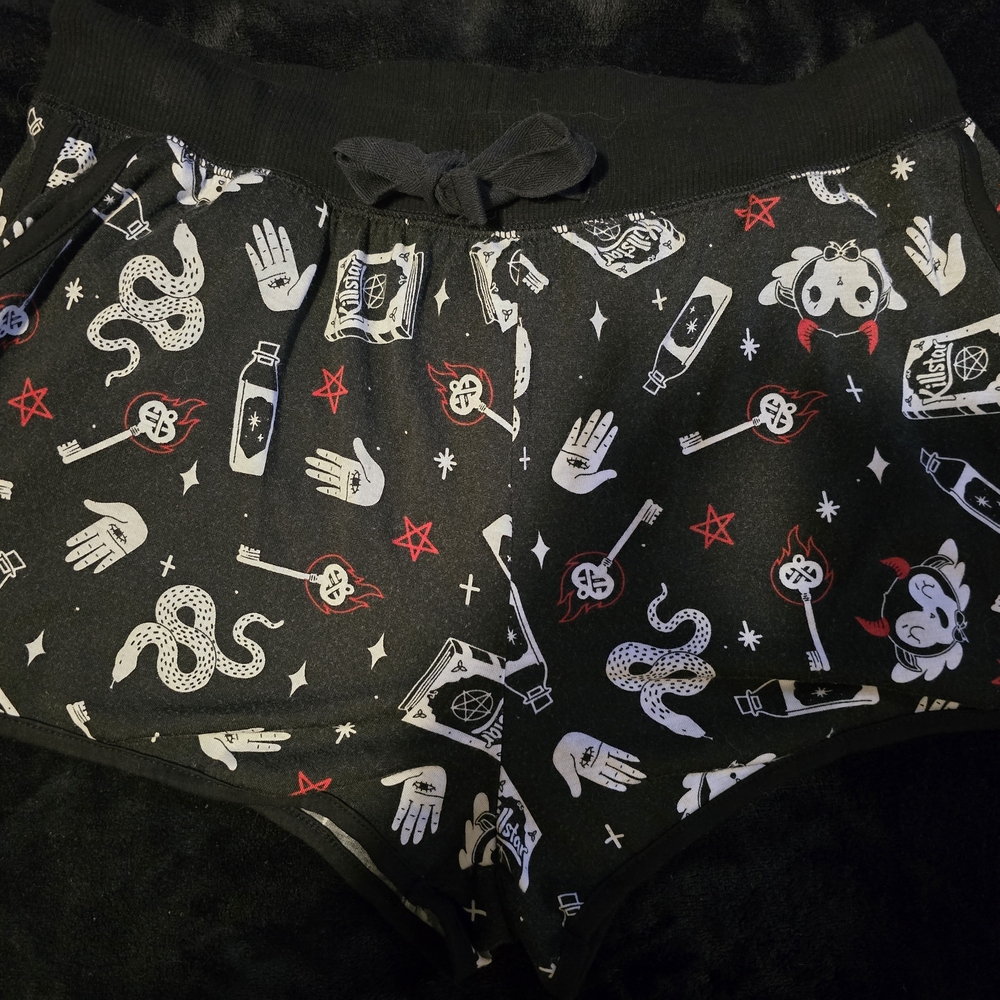 Killstar Black and White Graphic Pajama Shorts